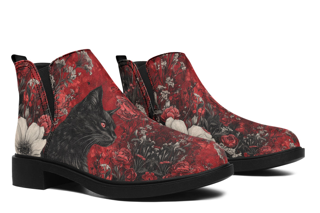 Twilight Cat Chelsea Boots - Comfy Slip-On - Soft & Water-Resistant Micro-Suede Vegan Shoes