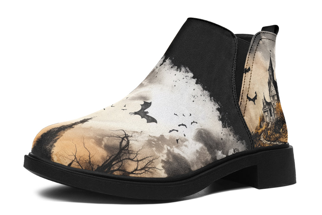 Vampire Mansion Chelsea Boots - Comfy Slip-On - Soft & Water-Resistant Micro-Suede Vegan Shoes