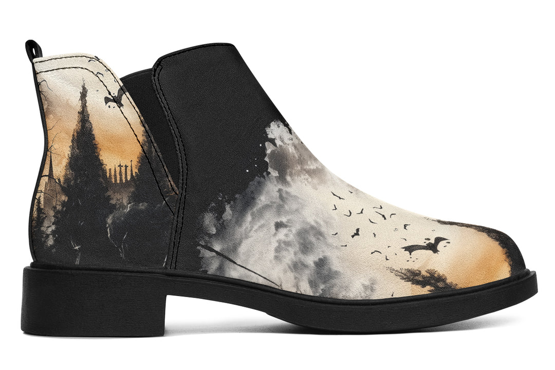 Vampire Mansion Chelsea Boots - Comfy Slip-On - Soft & Water-Resistant Micro-Suede Vegan Shoes