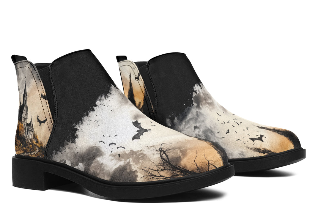 Vampire Mansion Chelsea Boots - Comfy Slip-On - Soft & Water-Resistant Micro-Suede Vegan Shoes