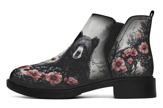 Wildflower Bear Chelsea Boots - Comfy Slip-On - Soft & Water-Resistant Micro-Suede Vegan Shoes