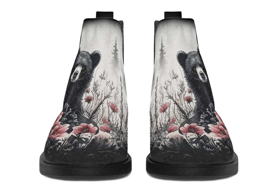 Wildflower Bear Chelsea Boots - Comfy Slip-On - Soft & Water-Resistant Micro-Suede Vegan Shoes