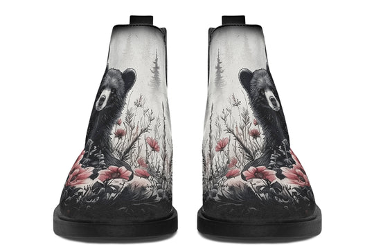 Wildflower Bear Chelsea Boots - Comfy Slip-On - Soft & Water-Resistant Micro-Suede Vegan Shoes