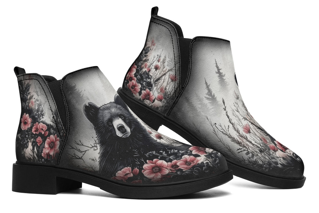 Wildflower Bear Chelsea Boots - Comfy Slip-On - Soft & Water-Resistant Micro-Suede Vegan Shoes