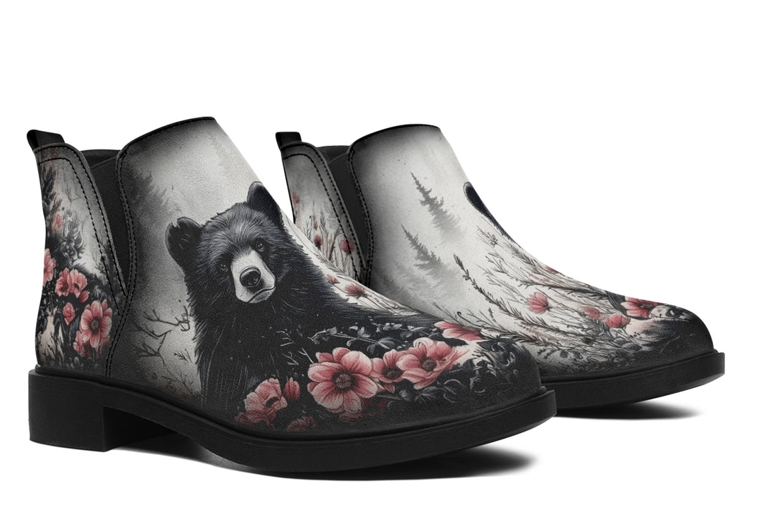 Wildflower Bear Chelsea Boots - Comfy Slip-On - Soft & Water-Resistant Micro-Suede Vegan Shoes