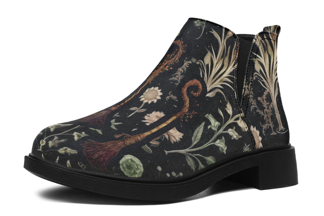 Witches' Broomsticks Chelsea Boots - Comfy Slip-On - Soft & Water-Resistant Micro-Suede Vegan Shoes