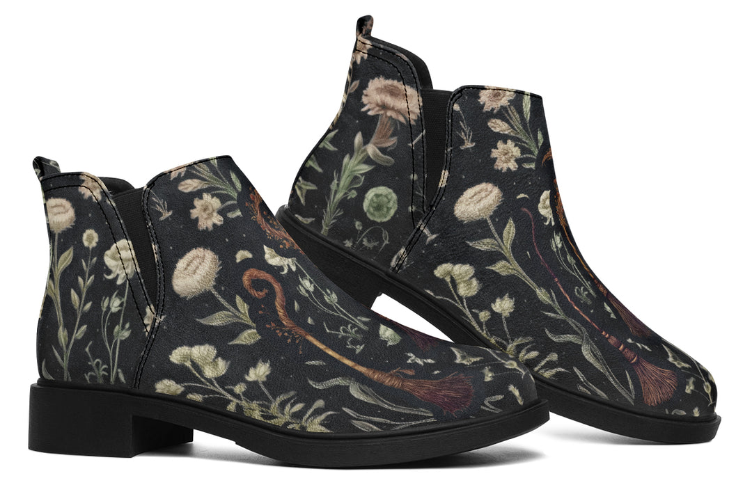 Witches' Broomsticks Chelsea Boots - Comfy Slip-On - Soft & Water-Resistant Micro-Suede Vegan Shoes