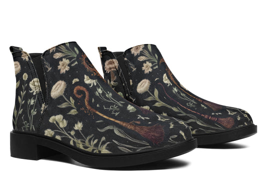 Witches' Broomsticks Chelsea Boots - Comfy Slip-On - Soft & Water-Resistant Micro-Suede Vegan Shoes