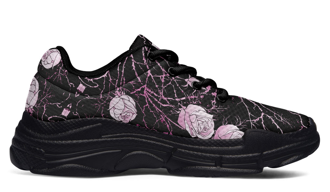 Amethyst Kintsugi Rose Chunky Sneakers - Light Breathable and Comfortable Sports Shoes with Platform Soles