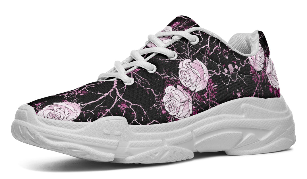 Amethyst Kintsugi Rose Chunky Sneakers - Light Breathable and Comfortable Sports Shoes with Platform Soles