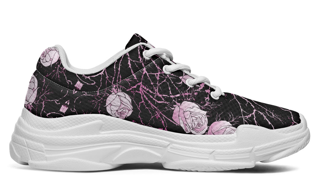 Amethyst Kintsugi Rose Chunky Sneakers - Light Breathable and Comfortable Sports Shoes with Platform Soles