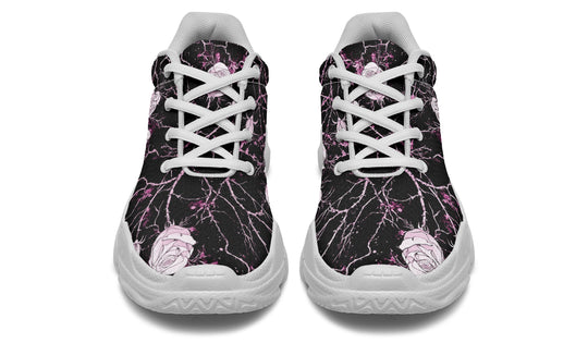 Amethyst Kintsugi Rose Chunky Sneakers - Light Breathable and Comfortable Sports Shoes with Platform Soles