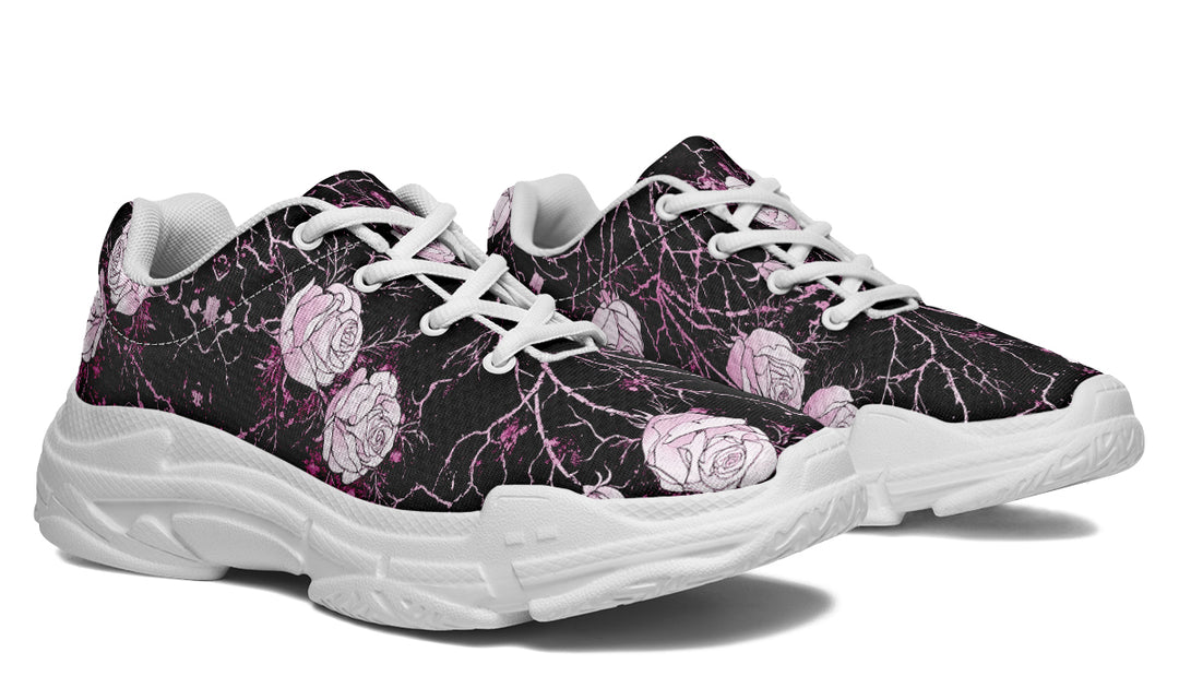 Amethyst Kintsugi Rose Chunky Sneakers - Light Breathable and Comfortable Sports Shoes with Platform Soles