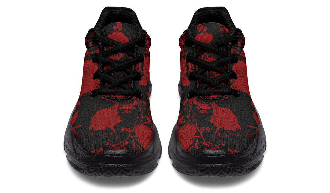 Blood Rose Romance Chunky Sneakers - Light Breathable and Comfortable Sports Shoes with Platform Soles