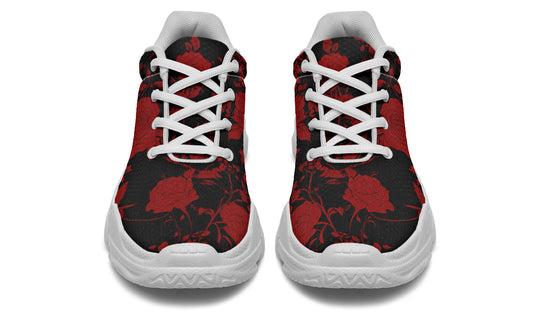 Blood Rose Romance Chunky Sneakers - Light Breathable and Comfortable Sports Shoes with Platform Soles