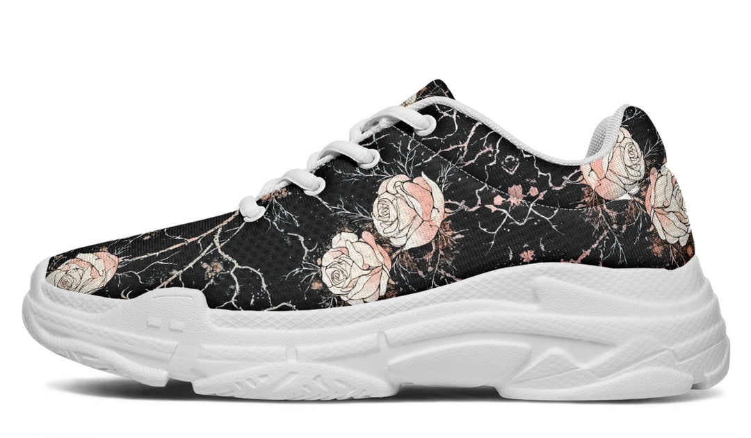 Blush Kintsugi Rose Chunky Sneakers - Light Breathable and Comfortable Sports Shoes with Platform Soles