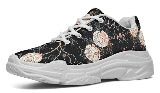 Blush Kintsugi Rose Chunky Sneakers - Light Breathable and Comfortable Sports Shoes with Platform Soles