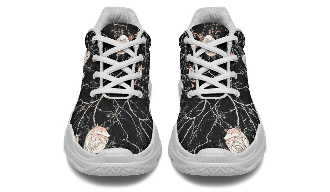 Blush Kintsugi Rose Chunky Sneakers - Light Breathable and Comfortable Sports Shoes with Platform Soles