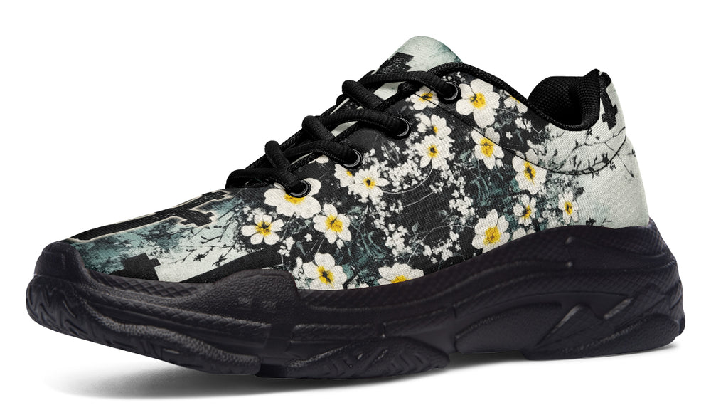 Mourning Petals Chunky Sneakers - Light Breathable and Comfortable Sports Shoes with Platform Soles