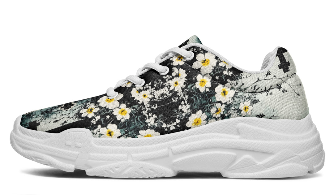 Mourning Petals Chunky Sneakers - Light Breathable and Comfortable Sports Shoes with Platform Soles