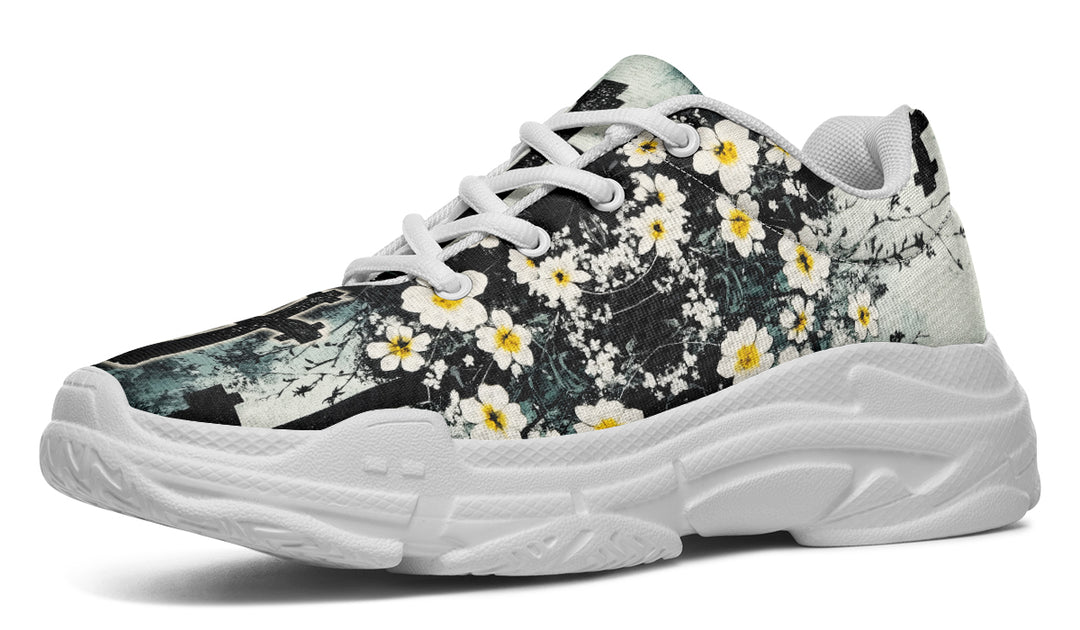 Mourning Petals Chunky Sneakers - Light Breathable and Comfortable Sports Shoes with Platform Soles