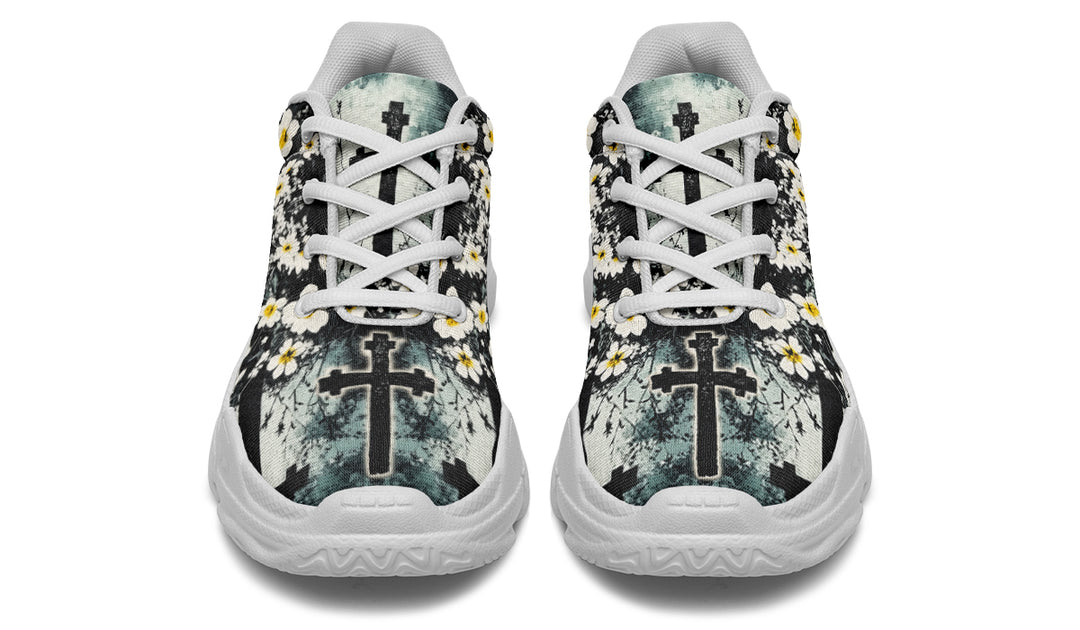 Mourning Petals Chunky Sneakers - Light Breathable and Comfortable Sports Shoes with Platform Soles