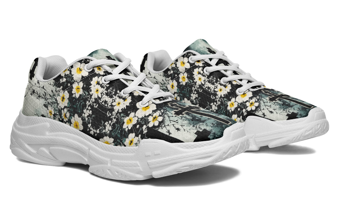 Mourning Petals Chunky Sneakers - Light Breathable and Comfortable Sports Shoes with Platform Soles