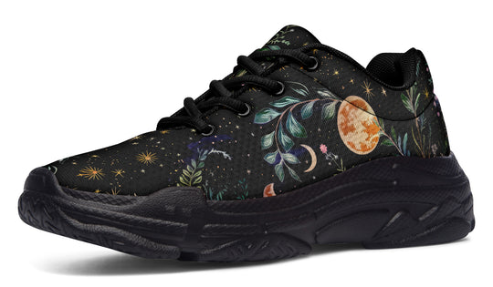 Night Blossom Chunky Sneakers - Light Breathable and Comfortable Sports Shoes with Platform Soles