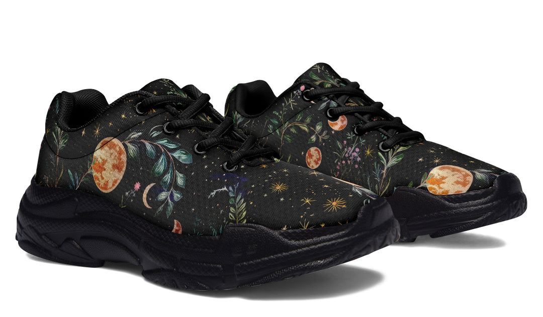 Night Blossom Chunky Sneakers - Light Breathable and Comfortable Sports Shoes with Platform Soles