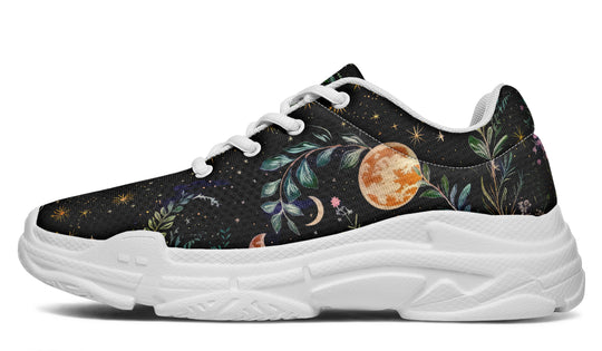 Night Blossom Chunky Sneakers - Light Breathable and Comfortable Sports Shoes with Platform Soles