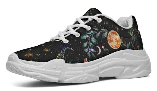 Night Blossom Chunky Sneakers - Light Breathable and Comfortable Sports Shoes with Platform Soles