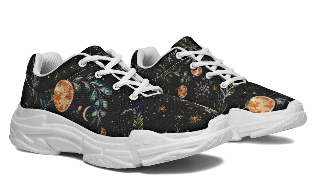 Night Blossom Chunky Sneakers - Light Breathable and Comfortable Sports Shoes with Platform Soles