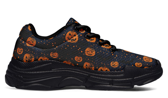 Pumpkin Party Chunky Sneakers - Light Breathable and Comfortable Sports Shoes with Platform Soles