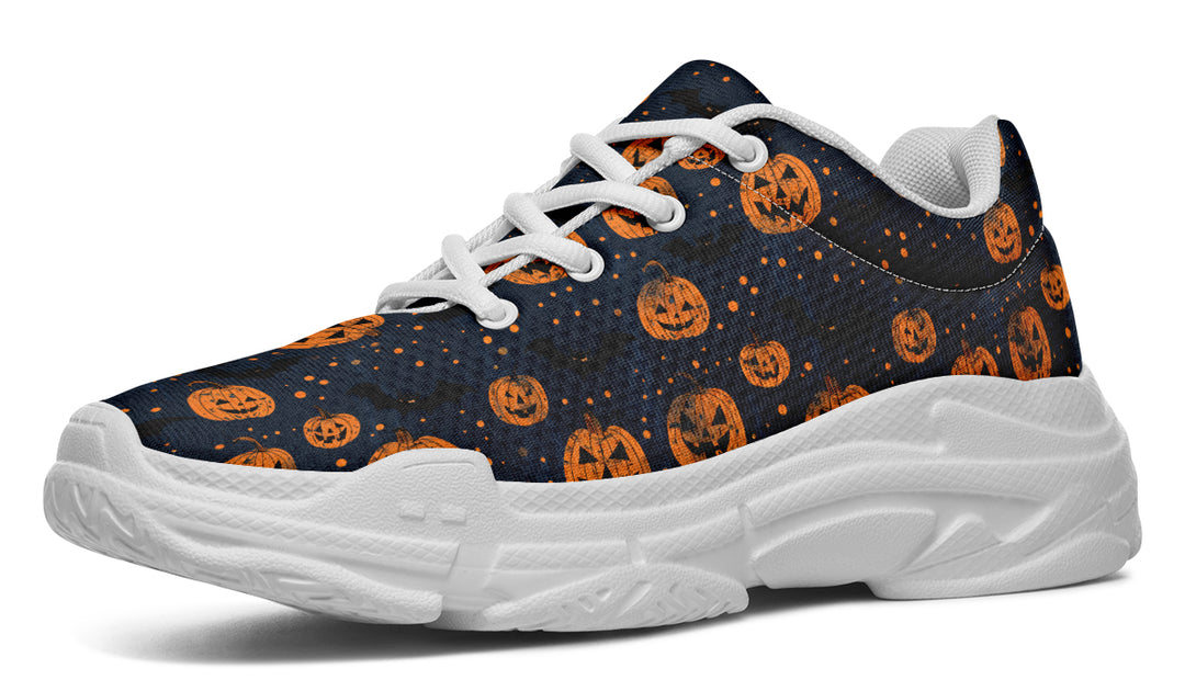 Pumpkin Party Chunky Sneakers - Light Breathable and Comfortable Sports Shoes with Platform Soles