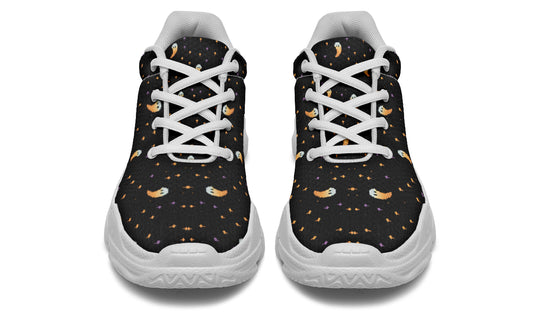 Spooky Soirée Chunky Sneakers - Light Breathable and Comfortable Sports Shoes with Platform Soles