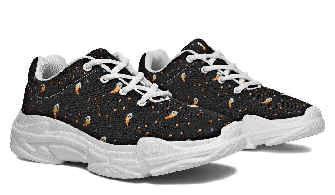 Spooky Soirée Chunky Sneakers - Light Breathable and Comfortable Sports Shoes with Platform Soles