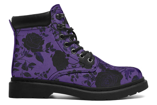 Amethyst Rose Romance Classic Boots - High Quality Micro-Suede Weatherproof Vegan Shoes with Stitched on Soles