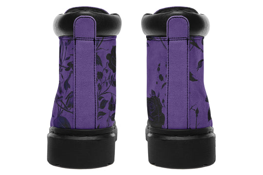 Amethyst Rose Romance Classic Boots - High Quality Micro-Suede Weatherproof Vegan Shoes with Stitched on Soles