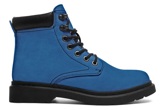 Cobalt Blue Classic Boots - High Quality Micro-Suede Weatherproof Vegan Shoes with Stitched on Soles