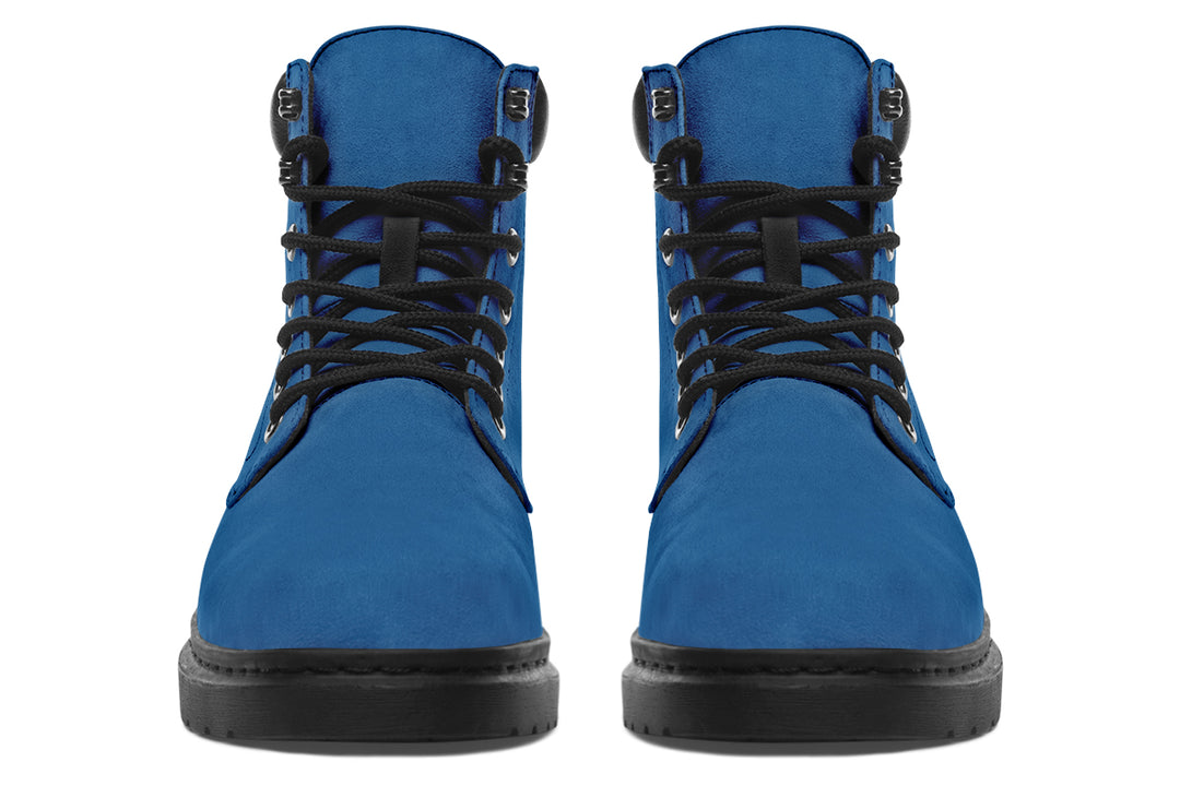 Cobalt Blue Classic Boots - High Quality Micro-Suede Weatherproof Vegan Shoes with Stitched on Soles