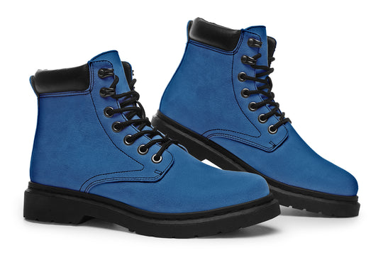 Cobalt Blue Classic Boots - High Quality Micro-Suede Weatherproof Vegan Shoes with Stitched on Soles