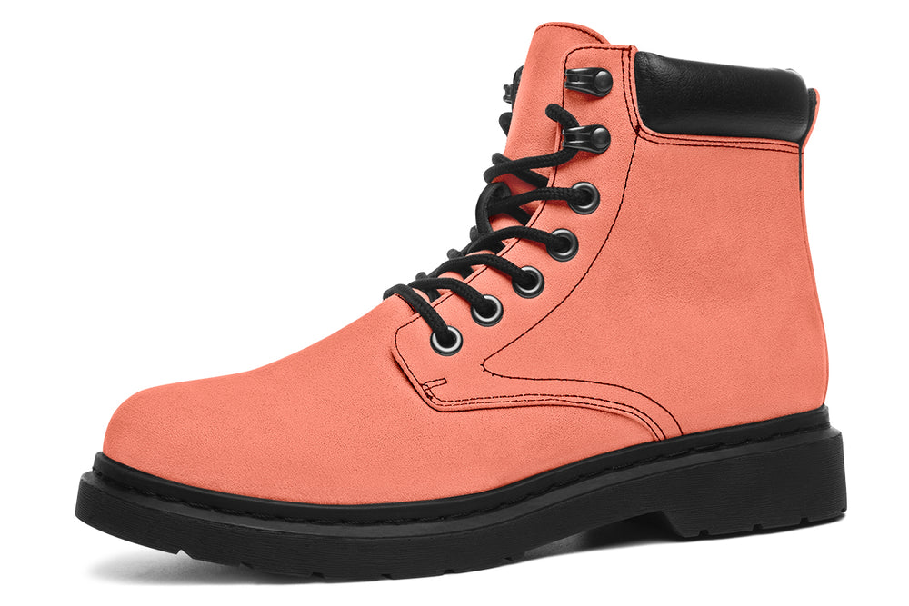 Coral Blush Classic Boots - High Quality Micro-Suede Weatherproof Vegan Shoes with Stitched on Soles