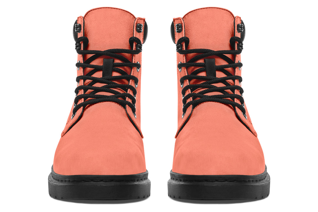 Coral Blush Classic Boots - High Quality Micro-Suede Weatherproof Vegan Shoes with Stitched on Soles