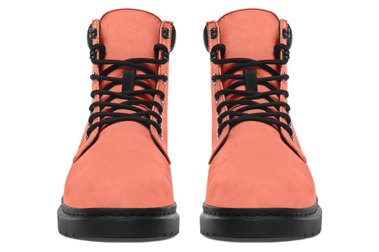 Coral Blush Classic Boots - High Quality Micro-Suede Weatherproof Vegan Shoes with Stitched on Soles