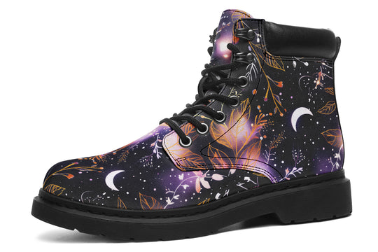 Cosmic Petals Classic Boots - High Quality Micro-Suede Weatherproof Vegan Shoes with Stitched on Soles