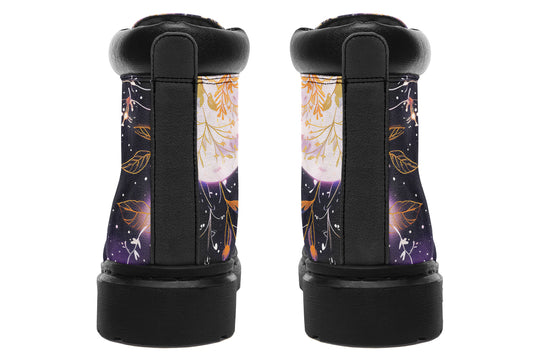 Cosmic Petals Classic Boots - High Quality Micro-Suede Weatherproof Vegan Shoes with Stitched on Soles