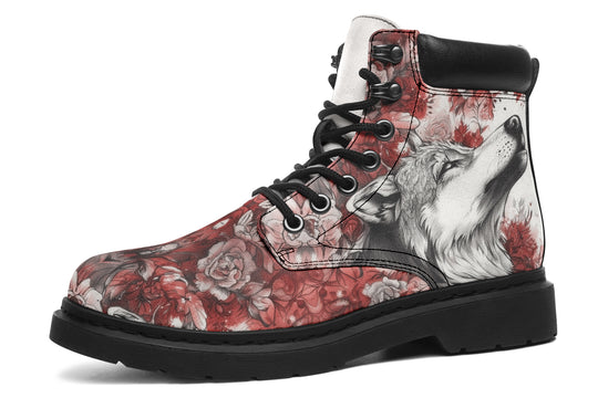 Crimson Wolf Classic Boots - High Quality Micro-Suede Weatherproof Vegan Shoes with Stitched on Soles