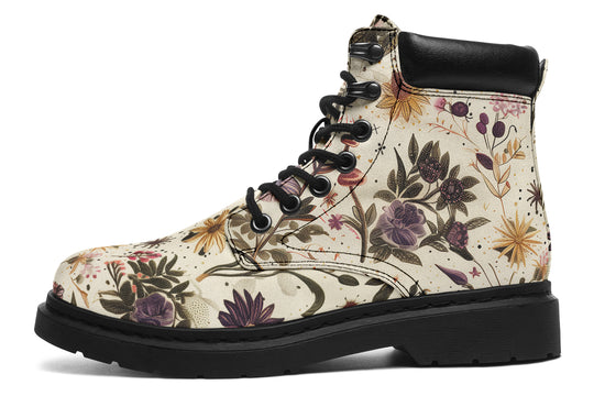 Enchanted Blossoms Classic Boots - High Quality Micro-Suede Weatherproof Vegan Shoes with Stitched on Soles