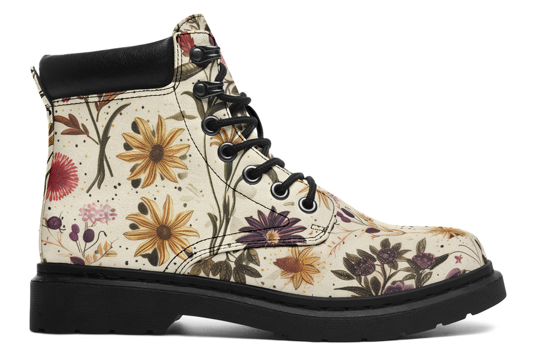 Enchanted Blossoms Classic Boots - High Quality Micro-Suede Weatherproof Vegan Shoes with Stitched on Soles