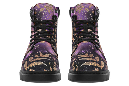 Galactic Bloom Classic Boots - High Quality Micro-Suede Weatherproof Vegan Shoes with Stitched on Soles